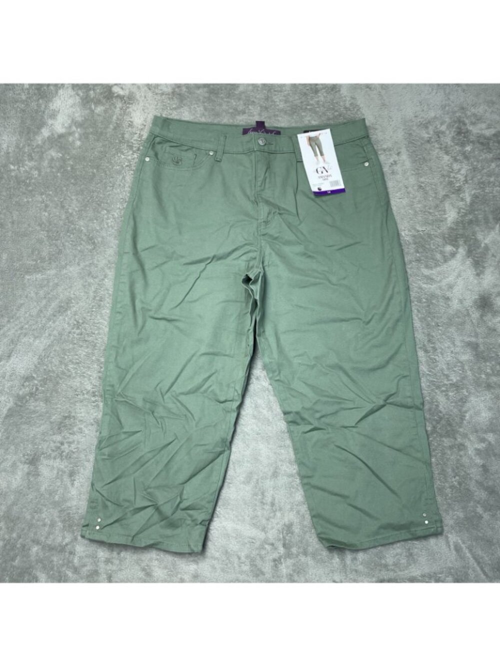 NWT Gloria Vanderbilt Women's 14 Green Amanda Cloud Twill Capri Pants C0563 - Picture 4 of 14